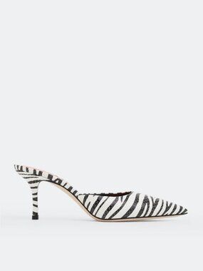 Paris Texas Zebra Print Leather Kitten Heel Mules Size 38 Worn Once (Retail $525